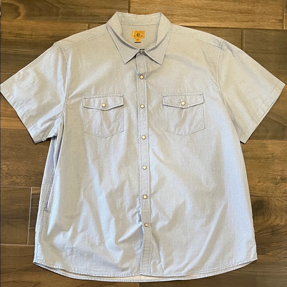 Tre Vero Light Blue Pearl Snap Button Down Shirt XXL
